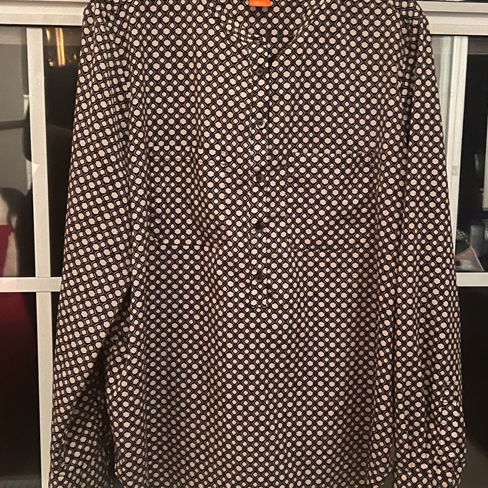 Joe Fresh Diamond Print Blouse in Black and White